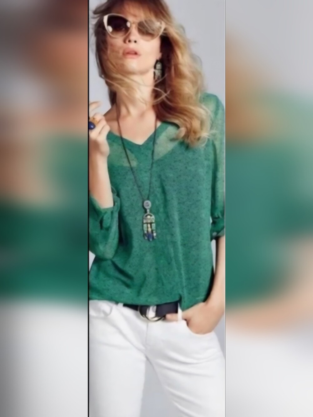 Cabi #5208 Shirt Bountiful Blouse Floral Sheer Kelly Green Medium